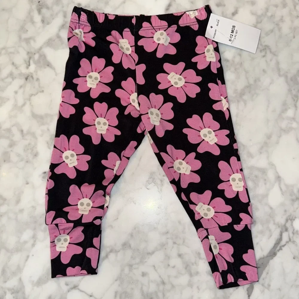 NWT Posh Peanut Black & Pink Floral Pajama Set